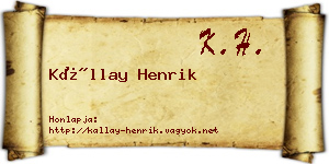 Kállay Henrik névjegykártya